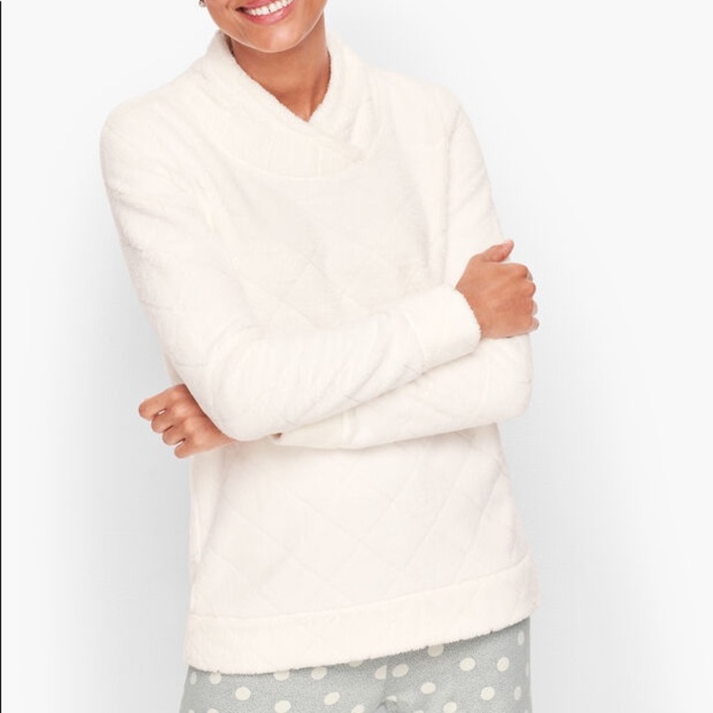 NWT Talbots Sherpa Wrap Neck Pullover